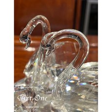 水晶天鵝/大/雙 擺件，精緻水晶工藝，優雅天鵝造型，居家裝飾擺設，增添浪漫氣息, 1個