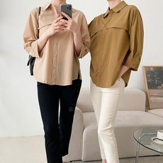 [다잇템] 여자 칠부 큰사이즈 편한 카라 FW 블라우스