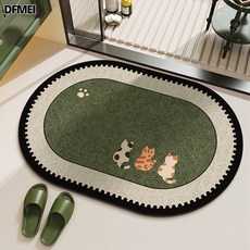 DFMEI 浴室地墊, 1個, 綠嶼-背影-橢圓【加厚款】