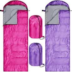 Tudomro 성인용 캠핑 침낭 2개 봄 여름 가을 야외 배낭여행 하이킹 여행에 따뜻함을 유지하는 경량 방수 장비 핑크 그린 158292, 핑크, 퍼플, 핑크, 퍼플