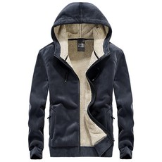 Flygo Sherpa 남성용 후드 집업 겨울 플리스 안감 후드 스웨트셔츠 헤비웨이트 웜 재킷 벨벳 그레이 미디엄, S