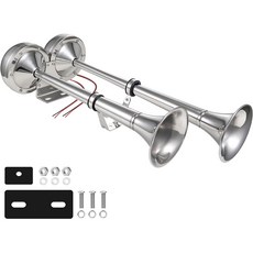 AAA 스텐 더블 전자 혼 보트 트럭 쌍혼 트럼펫 기적 경적 나팔 크락션 12V, AAA-15023(SEA-4409098), 1개