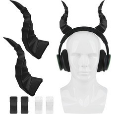 헤드폰용 긱리아 데빌 혼 오버이어 3D 프린팅 조절식 헤드밴드 코스프레 액세서리블랙