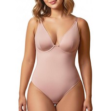 HappyJamJams 여성용 보정 속옷 바디수트 복부 컨트롤 끈 팬티 브이넥 바디 수트 코르셋 탑 블랙. S