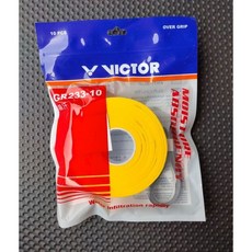 勝利VICTOR GR233-10 握把布10條裝 羽球拍握把布 薄握把布 吸汗止滑, 黃色, 1個