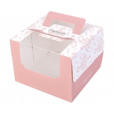 瓦妮莎 5吋開窗手提蛋糕盒 紙盒 烘焙包裝 U056, 1個, 粉紅色