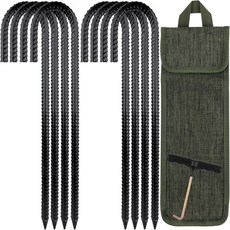 RII 트램펄린 스테이킹 앵커 하이 윈드 헤비 듀티 텐트 12인치 지상 액세서리 T 훅 포함, 12IN-8PCS, J-shaped updated