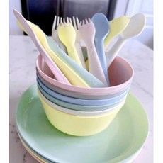 IKEA兒童餐具系列：塑膠杯、刀叉湯匙、水杯、碗、盤子, 1套, 湯匙4件裝