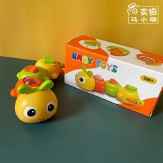嬰兒搖鈴 透明手搖鈴 樂器 手搖鈴 寶寶樂器 兒童樂器 打擊樂器 奧福樂器, 1個, 扭扭毛毛蟲【彩盒裝】