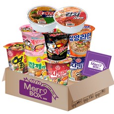 메리박스 소컵라면 세트 03호(진라면매운맛+순한맛+참깨+열+삼양+불닭볶음면+까르보+육개장사발면+김치사발면), 1박스