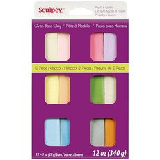 Sculpey III 폴리머 오븐 베이킹 클레이 12가지 파스텔 색상 무독성 355ml12온스 모델링 조각 휴일 DIY 및 학교 프로젝트에 적합합니다. 어린이 및 초보, Pastel