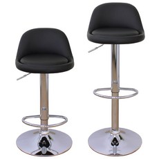 PU皮革升降吧台椅 現代簡約風 舒適腳踏圈設計, 黑色, 1個