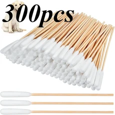 50/100/250/300/400/500/1000Pcs 애완 동물 면봉 강아지 귀 청소를위한 나무 손잡이가있는 일회용 긴 스틱, 20 300pc12cmchongwudan