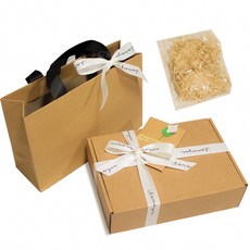 클라이트 감성 리본 크래프트 박스 + 쇼핑백 답례품 기념일 선물 포장 세트, 1개