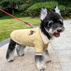 강아지 겨울용 두꺼운 면 코튼 재킷 소형견용, S 0.5-1.5kg, 카키 끈없음