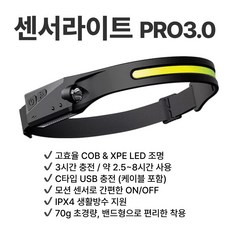 가비안 초경량 헤드랜턴 센서라이트 PRO 3.0, 블랙(기본), 1개