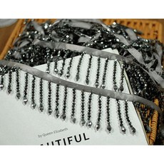 크리스탈 펜던트 비즈 술 레이스 DIY 의류 무대 홈 커튼 머리 장식 액세서리 1 야드 가격, silver grey_1yard, silver grey, 1개