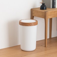 파리지앵 우디 원터치 휴지통 원형 20L, 화이트