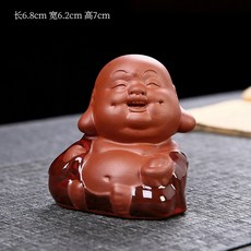 【沁月珠華】創意紫砂茶寵擺件 招財彌勒佛精品陶瓷大肚笑佛茶桌 茶寵精品陶瓷大肚笑佛茶桌茶臺禪意佛像擺件, 1個, 笑面佛