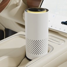 RUNDX 차량용 미니 공기청정기 저소음 휴대용, 화이트, 1개