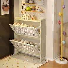좁은현관슬림신발장 70CM 신발장수납장, 2단, 아이보리