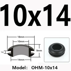 고무 환경 보호 양면 코일 케이블 와이어 스레딩 슬리브 검정색 버클 유형 그로멧 링 씰링 캡, 01 2  pcs, 06 OHM-10x14