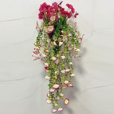 仿真掛牆牽牛花藤 假花壁掛藤條, 牽牛花藤粉色春草紫玫紅色, 1個