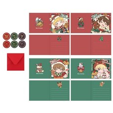 크리스마스 인사말 카드 접이식 선물 봉투와 스티커 축복 새해 파티 초대장, 1개, 8. XZXF004-11