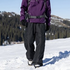 男士大尺碼冬季保暖運動長褲：防風防水加厚滑雪登山休閒工裝羽絨褲 90白鴨絨, M建議 體重55-65公斤, 曜石黑