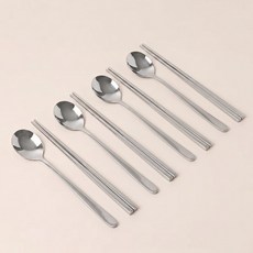 연화삼월 304스텐 수저세트 2인/4인 한식 수저세트, 1세트, 숟가락(4p) + 젓가락(4p), 실버 1세트, 숟가락(4p) + 젓가락(4p), 실버