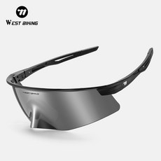 WEST BIKING 자전거 타는 선글라스 UV400 보호 초경량 고글 에어로 비크 디자인 방풍 및 방먼지 야외 스포츠 안경, 1개, Black