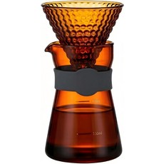 YKNGZN 앰버 글라스 커피 메이커 세트 위에 붓기 - 300ml 유리 & 카라페 가정 및 사무실용 드립퍼 수동 브루어 선물 우아한