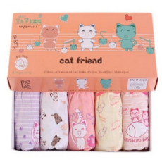 아놀드바시니 여아용 순면 무형광 뮤직캣 삼각팬티 5종 세트