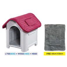 댕댕이집 개집 (대형 / 중소형견) + 전용방석 세트판매 / 애견하우스 강아지집 고양이집 야외 마당 견사 진돗개 실외 하우스, 1개, 개집 애견하우스(대형 / 레드)+전용방석