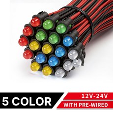FILN 10/50PCS 6MM 미니 제어 24V 산업 플라스틱 램프 자동차 해양 스냅인 LED 12V 용 DIY 장비 표시 신호등, 50Pcs(10 each color)