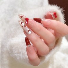 DFMEI 貓眼穿戴甲純手作指甲片假指甲穿戴美甲甲片高級感細狗長款, 1個, 1g, SG662【胶水+果冻胶+砂条+清洁片+卸甲棒】:袋裝XS