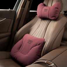 A6L Q3 A3 Q8 A4L Q2L Q5L 차량용 목쿠션 헤드레스트, 1개, 목받침대 + 요추 받침대 [볼케이노레드]