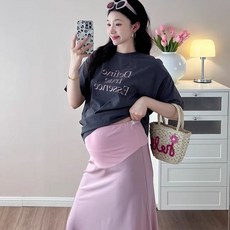 임산부 반팔티 봄 여름 캐주얼 여자 반팔 티셔츠 루즈핏 코디 임부복 상의 zzl