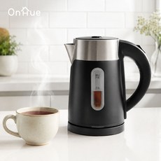 온휴 원터치 스텐 무선 전기포트 0.8L 이중단열 자동전원차단, 블랙