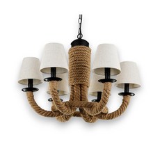 LOFT 復古工業風 維京麻繩環繞型布罩吊燈 布罩材質 6燈 主燈 LC-101