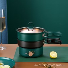 嚴選多功能電煮鍋便攜式電火鍋110V美規英規不粘鍋小家電禮品批發, 便攜的, 墨綠色110V美規:304鍋