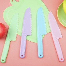 소꿉놀이 유아 안전칼 어린이 칼 요리 어린이집 아동용 플라스틱 식양처 승인, 블루-대, 1개