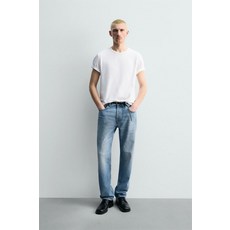 국내배송 ZARA 자라 남성 남자 레귤러 핏 티셔츠 화이트 0722435250 1803535, M (KR 95-100)