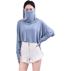 Yidaify 래시가드 여성용 셔츠 접촉 냉감 UV 차단 수영복 땀 흡수빠른 건조 통기성 손가락 구멍 있음 아우터 경량 얇고 시원하다 상의 긴소매 마스크 착용 자외선 대비 일광욕