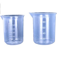 계량컵 반투명 비컵/실험컵/소분컵/비커/플라스틱비커/계량/50ml계량컵/100ml계량컵 눈금, 50ml, 2개