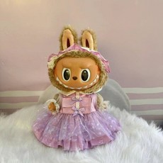 라부부 팝아트 인형옷 labubu 아기 옷 대형 인형 액세서리 헤어악세사리 공주 스커트 바지 드레스, 38cm 피복을 착용 가능, 17 퍼플 스커트 세트