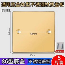 通用不鏽鋼地插蓋板 120型 金色, 1個, 86型金色不鏽鋼蓋板,不鏽鋼材料蓋板5個
