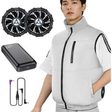 13451529 공사 현장 작업복 상의 M 사이즈 택배 Sumeriy 공조 2026 폭풍 팬 DC19V 초고출력 일제 일본제조 모터 달린 베스트 4단계 풍량 조절 강화 9장 날, 화이트