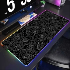 LED 데스크 매트 흑백 라인 RGB 컴퓨터 마우스 패드 게이머 캐비닛 발광 추상 키보드 게임, 05 RGB 350x250x3mm, 13 HL1809