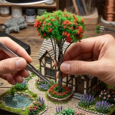 셀리라인 나무 모형 디오라마 프라모델, H=40mm